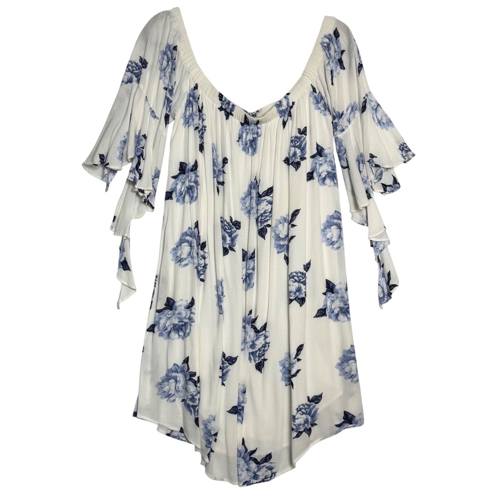 Blu Pepper Plus Size Floral Boho Tunic Dress Ruffle Sleeves 3XL